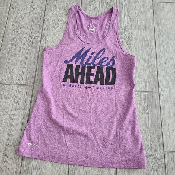 Nike dri-fit women's purple athletic running tank top "Miles Ahead" size XS - Picture 4 of 9